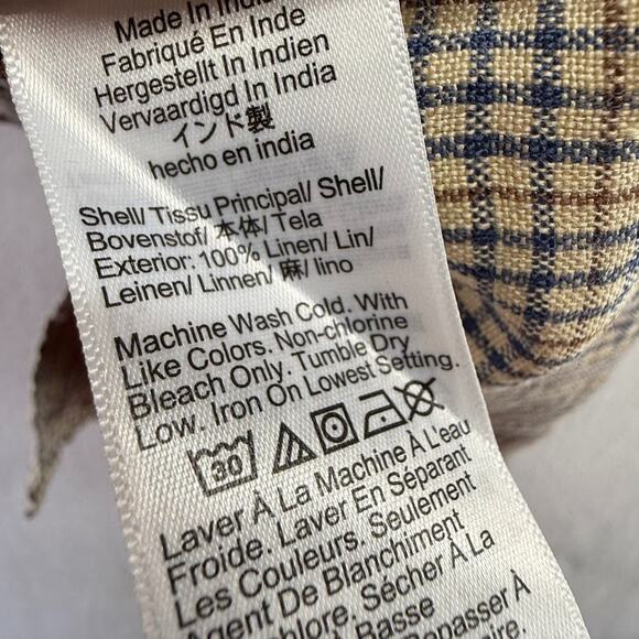 J Crew Shirt Men's Small Brown Linen Baird Mcnutt Irish Point Houndstooth NEW - Picture 10 of 12